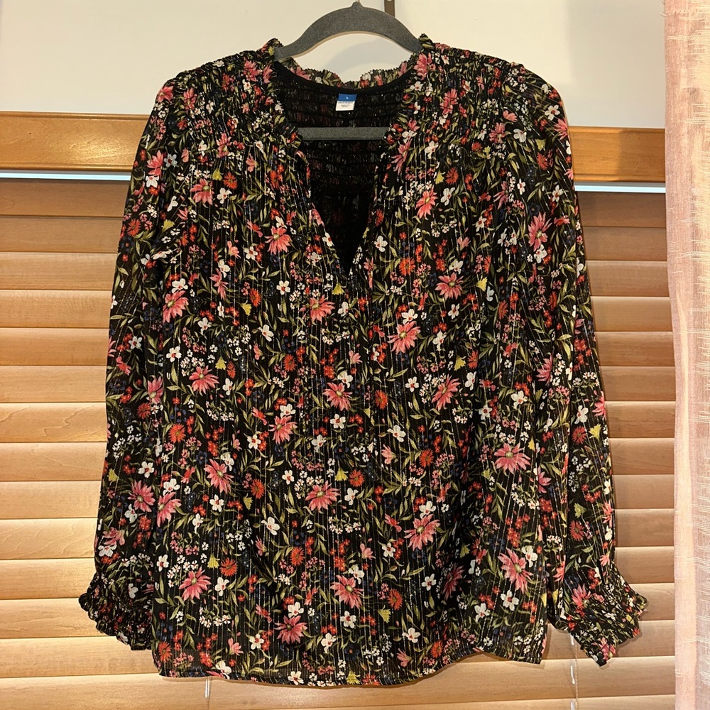 Floral Black Blouse for Women